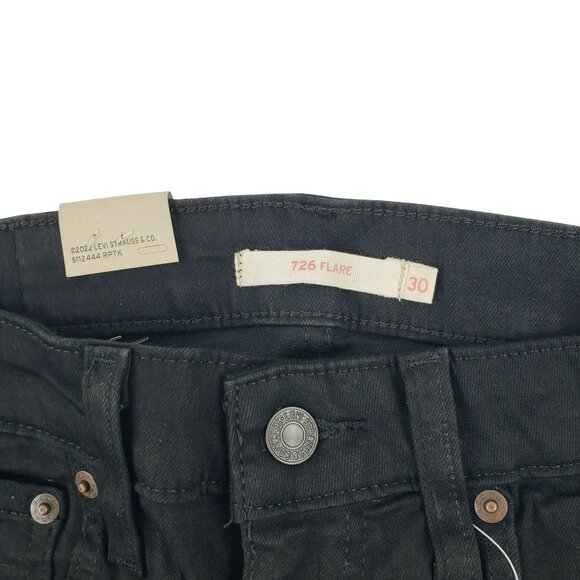 Levi's 726 Flare Jeans Women 10 Med Black Stretch Slim Fit High Rise 30X30 NWT - Picture 3 of 13